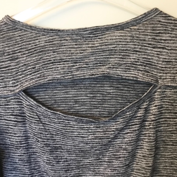 Athleta Beyond Soft Cutout Breezy Open Back Top - Navy/White Stripes - S - Picture 4 of 6